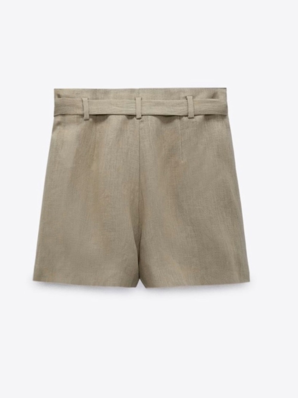 Zara Taupe Tie-Waist Linen Bermuda Shorts - Picture 7 of 9